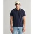 Poloshirt GANT "TIPPING SS PIQUE POLO", Herren, Gr. S, blau (evening blau), Jersey, Obermaterial: 100% Baumwolle, casual, Kurzarm, Shirts