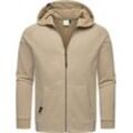 Kapuzensweatjacke RAGWEAR "Zenway" Gr. 4XL (60), beige (sand) Herren Sweatjacken Basic Sweatjacke mit Kapuze