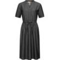 Shirtkleid RAGWEAR "Casarea Denim", Damen, Gr. L (40), Normalgrößen, schwarz, Material: 60% Baumwolle, 40% Viskose, modisch, tailliert knielang, V-Ausschnitt, ohne Ärmel Ärmel ohne Ärmelschlitz, Kleider, stylisches Damen Sommerkleid mit Taillenband