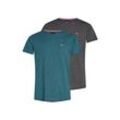 T-Shirt TOMMY JEANS "TJM XSLIM 2PACK JASPE" Gr. L, blau (deep seawater, black) Herren Shirts