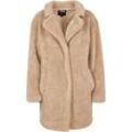 Parka URBAN CLASSICS "Urban Classics Damen Ladies Oversized Sherpa Coat", Damen, Gr. L, beige (sand), 100% Polyester, unifarben, casual, oversize, amerikanischer Ausschnitt, Langarm, Jacken