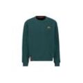 Sweater ALPHA INDUSTRIES "Alpha Industries Men - Sweatshirts Basic Sweater Small Logo", Herren, Gr. L, grün (force grün), Obermaterial: 80% Baumwolle, 20% Polyester, regular fit, Sweatshirts