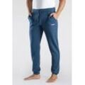 Sweathose BENCH. LOUNGEWEAR Gr. 44/46, N-Gr, blau (petrol), Herren, angeraute Sweatware, Obermaterial: 60% Baumwolle, 40% Polyester, Hosen, mit Logoprint