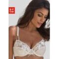 Bügel-BH NUANCE, Damen, Gr. 70, Cup F, beige (cream), Spitze, Obermaterial: 83% Polyamid, 17% Elasthan, feminin, BHs, mit floraler Stickereispitze und edler Schnürung, Dessous