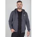 Kapuzensweatjacke ALPHA INDUSTRIES "Basic Zip Hoody SL" Gr. S, grau (grau schwarz), Herren, angeraute Sweatware, Obermaterial: 80% Baumwolle, 20% Polyester, bedruckt, Sweatjacken