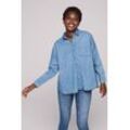 Jeansbluse SOCCX Gr. L/XL, blau (blue vintage) Damen Blusen im Turn-Up-Look