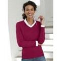 V-Ausschnitt-Pullover CASUAL LOOKS "Pullover" Gr. 36, pink (fuchsia), Damen, 50% Baumwolle, 50% Polyacryl, unifarben, meliert, Pullover