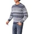 Strickpullover, Herren, Gr. M, blau (indigo washed), Strick, Obermaterial: 100% Baumwolle, PIONEER AUTHENTIC JEANS, gestreift, casual, regular fit taillenbedeckt, Rundhals, Langarm Rippbündchen, Pullover, mit Streifenmuster