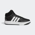 Sneaker ADIDAS SPORTSWEAR "HOOPS MID 3.0 K", Gr. 33, schwarz-weiß (core schwarz, cloud weiß, grau six), Textil, Synthetik, sportlich, Schuhe