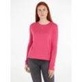 Strickpullover TOMMY JEANS "TJW ESSENTIAL CREW NECK SWEATER" Gr. M (38), pink (pink_alert) Damen Pullover mit Logostickerei