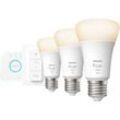 PHILIPS Hue White E27 3er Starter Set inkl. Dimmschalter Warmweiß