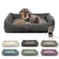 Rohrschneider Hundebett mit Gratis-Beigabe, waschbar, robuster Breit-Cordstoff grau