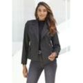 Kurzblazer LASCANA Gr. 34, schwarz (schwarz, braun gestreit) Damen Blazer mit doppelreihigem Knopfverschluss, Damenblazer, sportlich-elegant