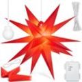 KESSER® Leuchtstern 3D, LED Weihnachtsstern mit Timer für innen und außen, Adventsstern Beleuchtet hängend Stern + Warmweiß Licht