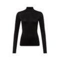 HUGO Langarmshirt Damen Viskose meliert, schwarz