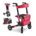 Juskys Rollator Vital faltbar, leicht & höhenverstellbar aus Aluminium bis 130 kg mit Sitz Rot