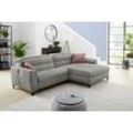 Ecksofa JOCKENHÖFER GRUPPE "Double One L-Form", grau (hellgrau), B:288cm T:105cm, Luxus-Microfaser in Lederoptik (100% Polyester), Sofas, mit 2x 120cm breiten, elektromotorischen Relaxfunktionen, Topseller