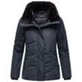 Winterjacke NAVAHOO "Frostii XIV" Gr. L (40), blau (navy) Damen Jacken modische Winter Steppjacke mit Kunstfellkragen