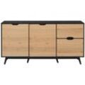 Sideboard HOME AFFAIRE "Flow", schwarz (schwarz, natur), B/H/T: 166cm x 82cm x 44cm, 2 Türen, 2 Schubladen, Pflegeleichte Oberflächen, Sideboards, Kommode mit vielen Stauraummöglichkeiten und Holzoptik, Höhe 82 cm