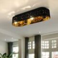 Globo - Deckenleuchte Deckenlampe Wohnzimmerlampe 4 flammig Spots beweglich, Metall Textil schwarz gold, 4x GU10 led 4W 320Lm warmweiß, LxBxH