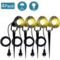 Vingo - 4X led Gartenstrahler Gartenleuchte Warmweiss led Gartenbeleuchtung IP65 4W GU10 Mit Erdspiess Stecker Aussen Wiese für Aussen,Garten,Wiese