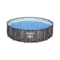 Steel Pro MAX™ Frame Pool Komplett-Set mit Filterpumpe, Holz-Optik (Mooreiche), rund Ø 427 x 107 cm