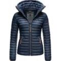 Steppjacke MARIKOO "Löwenbaby" Gr. XS (34), blau (navy) Damen Jacken stylische Übergangsjacke mit abnehmbarer Kapuze