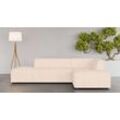 Ecksofa INOSIGN "Ecksofa Cavan mit Ottomane links oder rechts bestellbar", beige (hellbeige), B:270cm H:72cm T:180cm, 100% Polyester, Sofas, L-Form mit Wellenunterfederung, Maße B/T/H: 270/180/72 cm