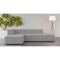 Ecksofa INOSIGN "Ecksofa Cavan mit Ottomane links oder rechts bestellbar", grau, B:270cm H:72cm T:180cm, 100% Polyester, Sofas, L-Form mit Wellenunterfederung, Maße B/T/H: 270/180/72 cm