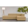 Ecksofa INOSIGN "Ecksofa Cavan mit Ottomane links oder rechts bestellbar", gold, B:270cm H:72cm T:180cm, 100% Polyester, Sofas, L-Form mit Wellenunterfederung, Maße B/T/H: 270/180/72 cm