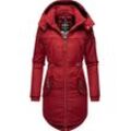 Wintermantel MARIKOO "Kamii" Gr. S (36), rot (blutrot) Damen Mäntel sportlicher Winterparka mit abnehmb. Kapuze