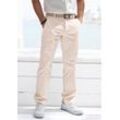 Chinohose JOHN DEVIN "regular-fit, lange Oxford Hose" Gr. 32, Länge 34, beige, Herren, Obermaterial: 98% Baumwolle, 2% Elasthan, unifarben, Hosen, aus elastischer Baumwoll-Qualität