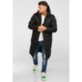 Steppjacke BEHYPE "LONGLINE ZIP PARKA" Gr. L, schwarz Herren Jacken Steppjacke mit Kapuze