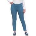 Jeansjeggings KJBRAND "JENNY" Gr. 42, N-Gr, blau (denim bleached) Damen Jeans angenehm weiche Quer-Stretch Qualität