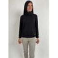 Rollkragenpullover SEIDEL MODEN Gr. 36, schwarz, Damen, Obermaterial: 81% Polyester, 16% Viskose, 3% Elasthan, Strukturmuster, Pullover, mit Logo Patch, MADE IN GERMANY