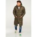 Steppjacke BEHYPE "LONGLINE ZIP PARKA", Herren, Gr. L, grün (khaki), 100% Polyester, unifarben, casual, normal, ohne Ausschnitt, Langarm, Jacken, Steppjacke mit Kapuze