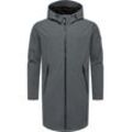 Softshellparka RAGWEAR "Shellwie Long" Gr. L (52), grau (dunkelgrau) Herren Jacken Schlichter Softshellmantel mit Kapuze