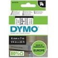 Dymo D1 S0720770 / 43610 Authentic Schriftband Selbstklebend Schwarzer Druck auf Transparent 6 mm x 7m