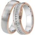 Trauring DOOSTI "Schmuck Geschenk Silber 925 Trauring Ehering Partnerring LIEBE" Gr. 56, rosa (silberfarben, roségoldfarben, kristallweiß), Fingerringe, 56,mit Zirkonia, Silber 925 (Sterlingsilber), 5,5mm, Made in Germany - wahlweise mit oder ohne Zirkonia