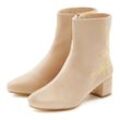 Stiefelette LASCANA, Damen, Gr. 35, beige, Obermaterial: 100% Textilmaterial. Futter: 100% Lederimitat. Decksohle: 100% Lederimitat. Laufsohle: 100% Synthetik, unifarben, bestickt, feminin, Schuhe, mit floralem Muster, Stiefel, Boots VEGAN