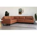 Ecksofa PLACES OF STYLE "Pinto, 250/290 cm, langer Schenkel, XXL, Ottomane", braun (cognac), B:290cm H:85cm T:250cm, Luxus-Microfaser in Lederoptik(100% Polyester), Cord (92% Polyester, 8% Polyamide), Sofas, Cord, Feincord, Luxus-Microfaser Leder und Chenille