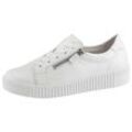 Plateausneaker GABOR, Damen, Gr. 42, weiß, Leder, unifarben, sportlich, Schuhe, Freizeitschuh, Halbschuh, Schnürschuh mit zwei Reißverschlüssen