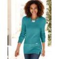 Rundhalspullover CASUAL LOOKS "Pullover", Damen, Gr. 42, blau (ozean), 50% Baumwolle, 50% Polyacryl, unifarben, Pullover