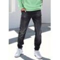 Jogg Pants JOHN DEVIN, Herren, Gr. S (44/46), N-Gr, schwarz (schwarz, denim), Jeans, Obermaterial: 65% Baumwolle, 33% Polyester, 2% Elasthan, Destroyed-Effekte, casual, bequem lang, Jeans, Joggpants mit elastischem Bund aus weicher Stretch-Qualität