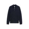 TOM TAILOR Herren Troyer Pullover mit Wollanteil, blau, Meliert, Gr. XXL