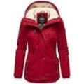 Winterjacke MARIKOO "Bikoo", Damen, Gr. S (36), rot (dunkelrot), Oberstoff: 100% Baumwolle, Futter: 100% Polyester, Wattierung: 100% Polyester, Ärmelfutter: 100% Polyester, modisch, figurumspielend hüftbedeckend, hoch geschlossener Ausschnitt, Jacken, sportliche Damen Outdoor Baumwolljacke mit Kapuze