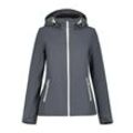 Softshelljacke ICEPEAK "D SOFTSHELLJACKE BRENHAM" Gr. 38, grau (granite) Damen Jacken mit hohem Stehkragen