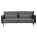 SalesFever 3-Sitzer Sofa Samt Grau mit Schlaffunktion 207x86x88 cm