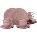 Kaffeeservice SELTMANN WEIDEN "Geschirr-Set, 18 Teile, Beat" Geschirr-Sets Gr. 18 tlg., rosa mit Relief, Made in Germany