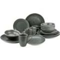 Kombiservice CREATABLE "Geschirr-Set Industrial Chic", grau (anthrazit), 16 tlg., Steinzeug, Geschirr-Sets, Service, seidenmatte Sprenkelglasur, 16 Teile, für 4 Personen